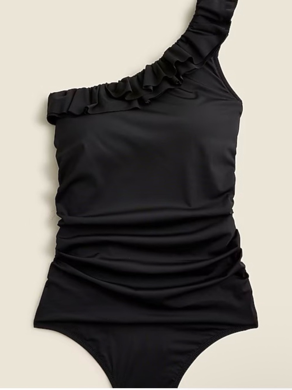 J. Crew Black One-Shoulder Ruffle One-Piece Swimsuit